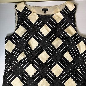 Talbots Black and Cream Sleeveless Plaid Shell-silk